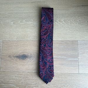 Blue & Red Paisley Print Tie